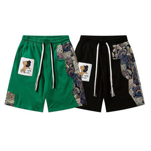 Custom 100% Cotton Vintage Drawstring <b>Men's</b> <b>Shorts</b> Plus Size Distressed Patch Puff Print Solid High Street Stone <b>Elastic</b> <b>Waist</b> - Product Image 6