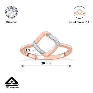 Anillo de Diamantes en Oro Rosa, Diseño Cuadrado Inclinado, Joyería de Moda - Product Image 6