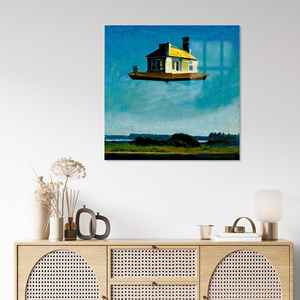 Art de la maison flottante d'Edward Hopper : Œuvre d'art sur toile imprimée surréaliste, Verre - Product Image 1