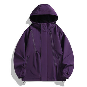 <b>Men's</b> Hooded Jacket Spring and Autumn Solid Color Windproof and Waterproof Outdoor <b>Work</b> Jacket - Product Image 2