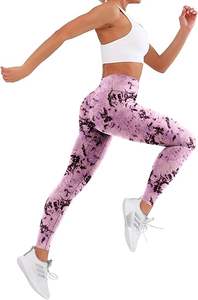 Leggings de yoga de cintura media para mujer, con estampado liso, elásticos, de longitud completa, extrasuaves, transpirables, ecológicos, para entrenamiento diario. - Product Image 2