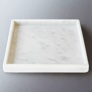 Bandeja para Velas de Mármol Blanco con Bordes Festoneados, Bandeja Decorativa para el Hogar, Cocina, Baño, Bandeja Moderna de Mármol para Velas - Product Image 1