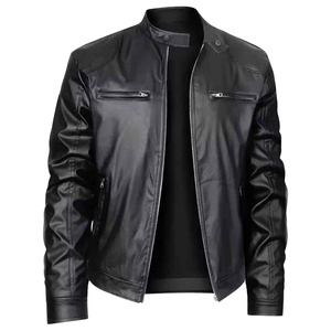 High Quality Custom Mens <b>Jacket</b> Stand Collar Vintage Zipper <b>Leather</b> <b>Jacket</b> Outdoor Autumn <b>Long</b> Sleeve PU <b>Leather</b> <b>Jacket</b> - Product Image 1