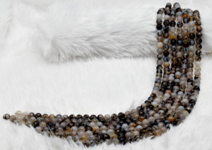 Venta al por mayor de cuentas de ágata de vena de dragón negras de 8 mm, piedras de cristal redondas naturales curativas para la fabricación de joyas. - Product Image 5