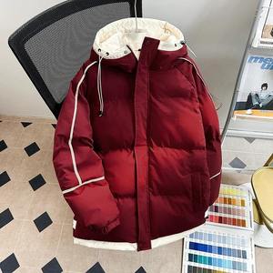 เสื้อโค้ทขนเป็ดแบบหนามีฮู้ดสำหรับผู้ชายเสื้อแจ็กเก็ตขนเป็ดแบบหลวมๆสำหรับฤดูหนาวแจ็คเก็ตบุนวมให้ความอบอุ่น - Product Image 4