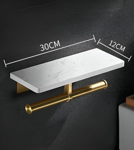 Modern Brass and Marble Toilet Paper <b>Holder</b> Bathroom Accessories & Storage Stylish Paper <b>Towel</b> <b>Holder</b> for Contemporary Spaces - Product Image 3