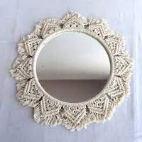 Miroir en macramé antique, design moderne, fait à la main, verre, couleur personnalisée, meuble décoratif sur pied, salon, décoration de la maison