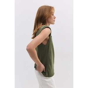 T-shirt sans manches décontracté avec détails déchirés, 100% coton - Product Image 2