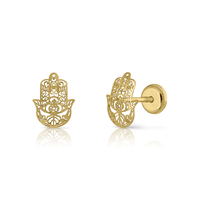 Boucles d'oreilles en or en filigrane de main de Fatima