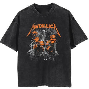 T-shirt d'été Streetwear en coton pur 200g délavé à l'acide, haut de gamme, à manches courtes, imprimé, pour hommes - Product Image 1