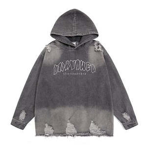 Sweat à capuche décontracté avec logo brodé, style hip-hop, imprimé tendance, tissu français uni, 100% coton - Product Image 3