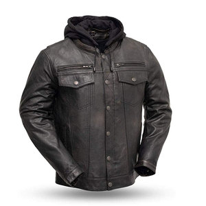 Veste en cuir de moto pour hommes, veste en cuir pour hommes pour l'équitation, couleur personnalisée, vestes en cuir en gros - Product Image 2