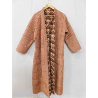 Peignoir Kimono en Coton Indien Matelassé, Imprimé à la Main, Séchage Rapide, Respirant, Col en V, Longueur Intégrale, Vêtement de Nuit pour Femme, Été Hiver