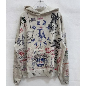 Sweat à capuche zippé personnalisé Hip Hop pour hommes Sweat-shirt gonflé surdimensionné lavé à l'acide avec impression en relief et logo de broderie - Product Image 2