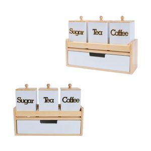 Aesthetic Wooden <b>Jar</b> <b>Set</b> Natural Storage Containers for Kitchen, Coffee, or <b>Spices</b> - Product Image 4