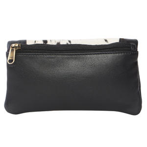 Speckly Logo personnalisé fermeture éclair bouton bracelet gland doux pli portefeuille noir blanc motif peau de vache manipulé doublure en polyester - Product Image 2