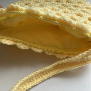 Doux Design Unisexe Crochet Sac À Bandoulière À La Mode Coton Doublé Sac À Main pour Femmes Mignon Usage Quotidien Sac À Main avec Fermeture Ouverte - Product Image 5