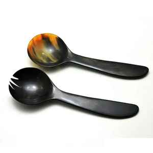 Cuillère en corne naturelle pour restaurant, couverts en corne de buffle naturelle, cuillère de service de table par un artisan expert, cuillère en corne de bœuf - Product Image 5