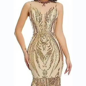 Vestido de Noche de Alta Calidad para Damas, Elegante, para Cena o Fiesta, Sin Mangas, con Lentejuelas, Corte Sirena, Modelo para Anfitrionas - Product Image 3