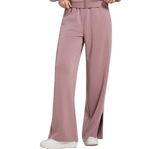 Pantalon de survêtement d'hiver pour femme en molleton personnalisé, taille mi-haute, coupe ample, devant plat, jambe large, coupe oversize, jambe droite, style sportif - Product Image 2