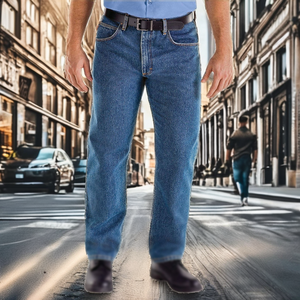 Pantalon en jean pour homme, coupe droite, style sportif, effet usé, orné de perles, personnalisable, tendance, Micah Corp - Product Image 4