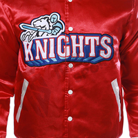 Blouson Bomber en Soie Satinée Personnalisé pour Homme avec Broderie de Dessin Animé, Col Montant et Logo/Lettre/Caractère sur le Devant |   Respirant et coupe-vent