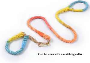 Macramé personalizado Paracord Color Pastel redondo empuñadura tejida hecha a mano Color degradado Nylon perro Correa 6 pies cuerda hecha a mano - Product Image 3