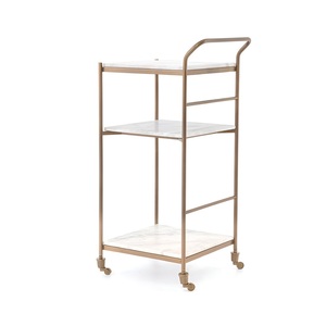 Square <strong>Serving</strong> Cart with <strong>Wooden</strong> Open Shelf and Metal Pipes Handles Golden Colored <strong>Trolly</strong> for Home Bar <strong>Food</strong> <strong>Serving</strong> Wine Cart