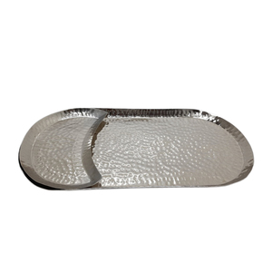 Bandeja de Servicio Ovalada de Metal Moderna, Color Plateado, para Restaurante, Hotel, Apta para Lavavajillas - Product Image 1