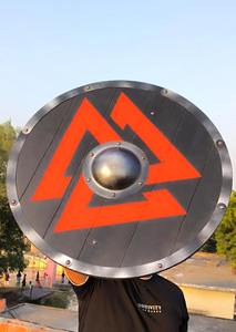 Escudo Vikingo Medieval Hecho a Mano, Acero con Alto Contenido de Carbono, Pintado a Medida, Diseño Único de Lothbrok, Personalizable, Mango de Cuero - Product Image 4