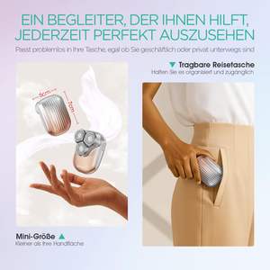 เครื่องโกนขนไฟฟ้าแบบพกพาสำหรับผู้หญิง ชาร์จผ่านพอร์ต Type-C กันน้ำระดับ IPX7 ใบมีดสามใบ สำหรับโกนขนบนใบหน้า บริเวณจุดซ่อนเร้น แขน และขา - Product Image 3