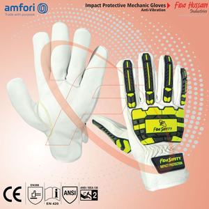 Gants de mécanicien de protection contre les chocs personnalisés pour hommes en cuir de chèvre non doublé TPR best-seller gants de conducteur industriels - Product Image 4