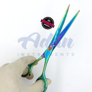 7-Inch Japanese Stainless Steel Pet Grooming <b>Scissors</b> Multi-Color Curved Blades with Sharp Tips for <b>Dog</b> Grooming in Salons - Product Image 1