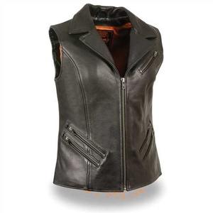 Top Quality <b>Women's</b> Genuine Leather <b>Vest</b> Real Leather Goatskin Leather <b>Vest</b> with Custom logo and Sizes for <b>Womens</b> - Product Image 4