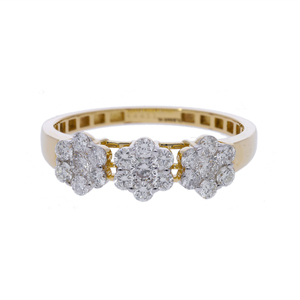 Anillo de diamantes naturales de oro de 14K 0.65CTW Diseño elegante de cinco racimos florales con diamantes de corte redondo para eventos especiales - Product Image 1