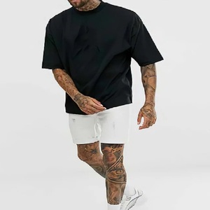 Venta al por mayor de camisetas para hombres, camisetas de gimnasio de gran tamaño con logotipo personalizado para hombres, impresión digital por sublimación con hombros caídos - Product Image 3