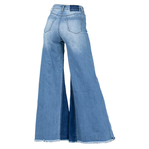 Pantalon évasé en denim lavé surdimensionné pour femmes taille haute Slim bleu jean respirant Vintage pantalons longs pour printemps été décontracté - Product Image 2