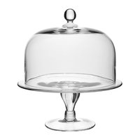 Support à gâteau en métal fini argenté à prix d'usine direct avec couvercle en dôme de verre Support à gâteau en métal à un niveau à dessus arrondi