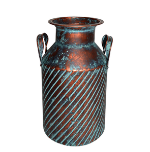 Vase décoratif en métal fait main Patine antique Design moderne Vase à fleurs en fer pour la maison, le jardin et l'extérieur Mariage côtier pour Pâques - Product Image 1