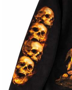 Sweat à capuche noir à fermeture éclair avec imprimé d'art de crâne d'ange gothique, streetwear vintage, surdimensionné, veste personnalisée OEM lavée pour femmes - Product Image 6