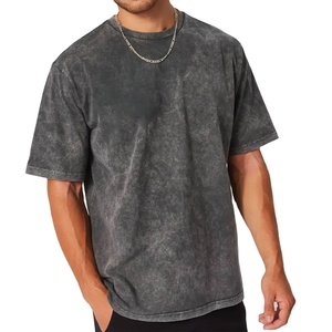 T-shirt délavé à l'acide couleur unie, meilleur design, faible MOQ, 100% coton, couleur personnalisée, pour homme, service OEM 2026 - Product Image 3