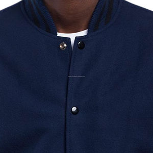 Blouson universitaire unisexe style rétro américain en laine avec manches en cuir, fermeture éclair sur le devant, patchwork, pour équipe de baseball - Vente en gros - Product Image 6