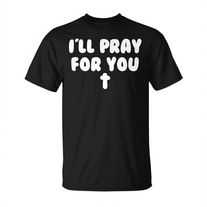 T-shirt I'll Pray For You Christian Faith, noir, unisexe, taille adulte - Product Image 2