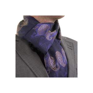 Azul marino sobre chal de cobre negro estampado Jacquard tejido elegante bufanda de lana de doble cara - Product Image 2