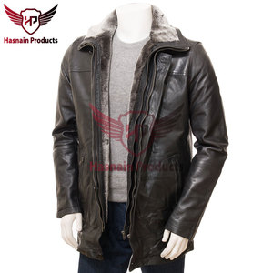 Men's Black Leather <b>Coat</b> - Customized Elegance Tailored to Perfection Men's Black Leather <b>Coat</b> Customized Leather Jacket - Product Image 2