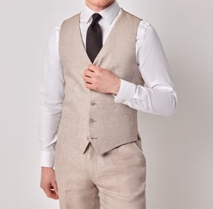 Últimos diseños, trajes de lino de playa Beige, traje de boda para hombre, padrino de boda, esmoquin de matrimonio personalizado, 3 piezas - Product Image 5