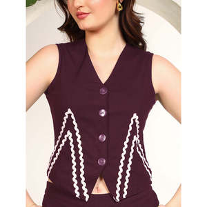 Deebaco Women's 2 Piece <b>Knitted</b> <b>Set</b> V-Neck Sleeveless Geometric Waistcoat and Ankle Length Pant Casual Spring Summer Co-Ord <b>Set</b> - Product Image 2