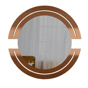 Espejo de Pared Moderno de Estilo Lujoso, Acabado Dorado, Forma Redondeada, Marco Reflector, Decoración para Hoteles y Restaurantes, Gran Venta - Product Image 2