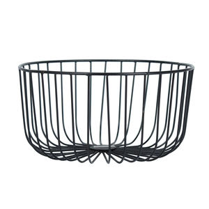 <b>Small</b> Black Metal Wire Fruit and Vegetable <b>Basket</b> Black round Mesh Wire Kitchen Storage and Gift <b>Basket</b> for Food Use - Product Image 2