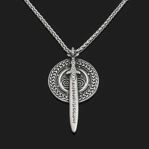 Collier pendentif épée viking en acier inoxydable pour homme, plaqué argent avec motifs croix vintage et cœur, serti de diamants, cadeau - Product Image 5